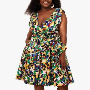 HongyuAmy Women's African Print Dress Ankara Vintage Sexy Dress with Belt Size S